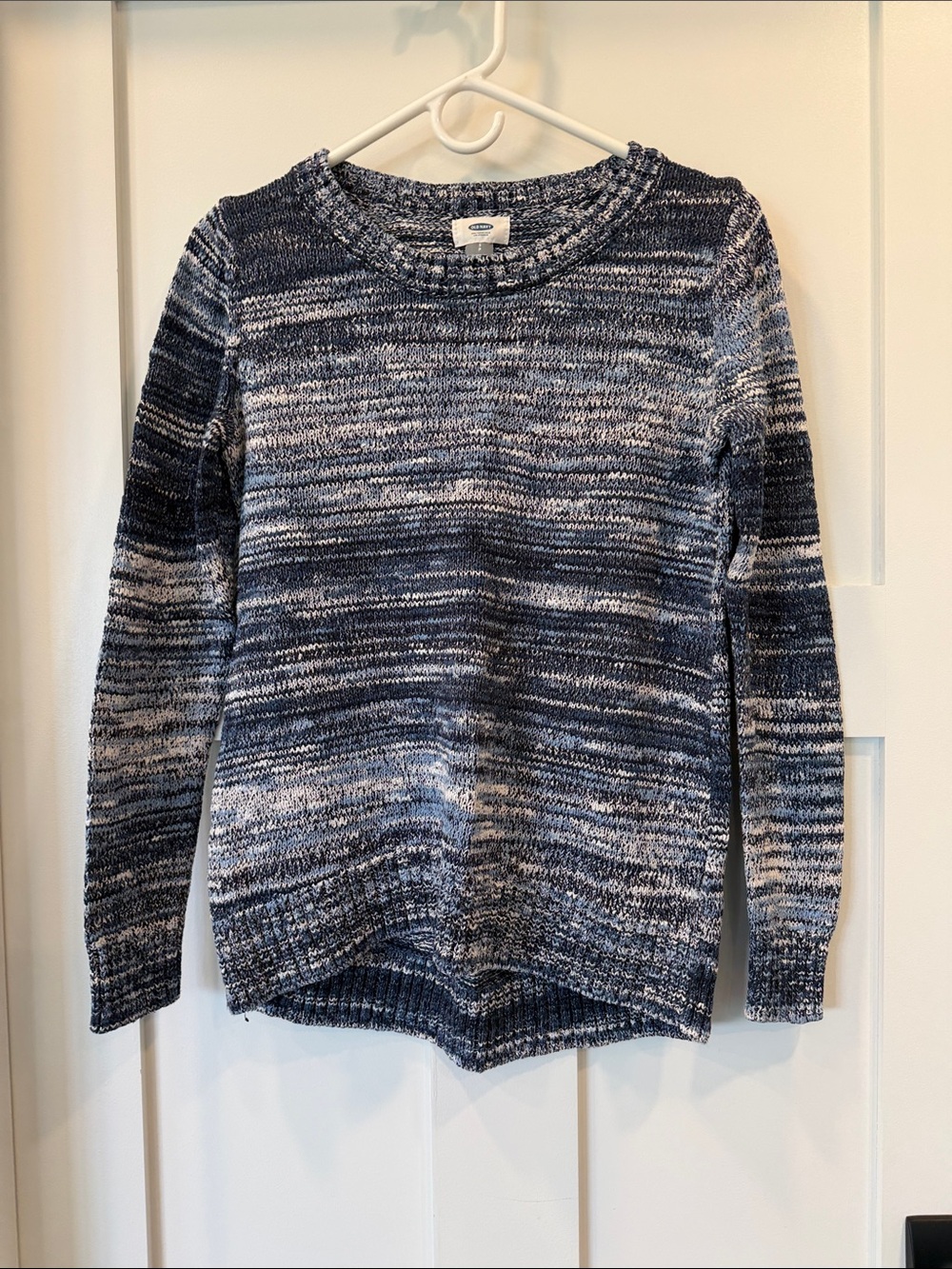 Old Navy Navy and White Marled Crewneck Sweater